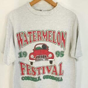 Vtg Watermelon Festival Cordele GA Graphic T-Shirt Men's XL Gray Ameri Tees USA